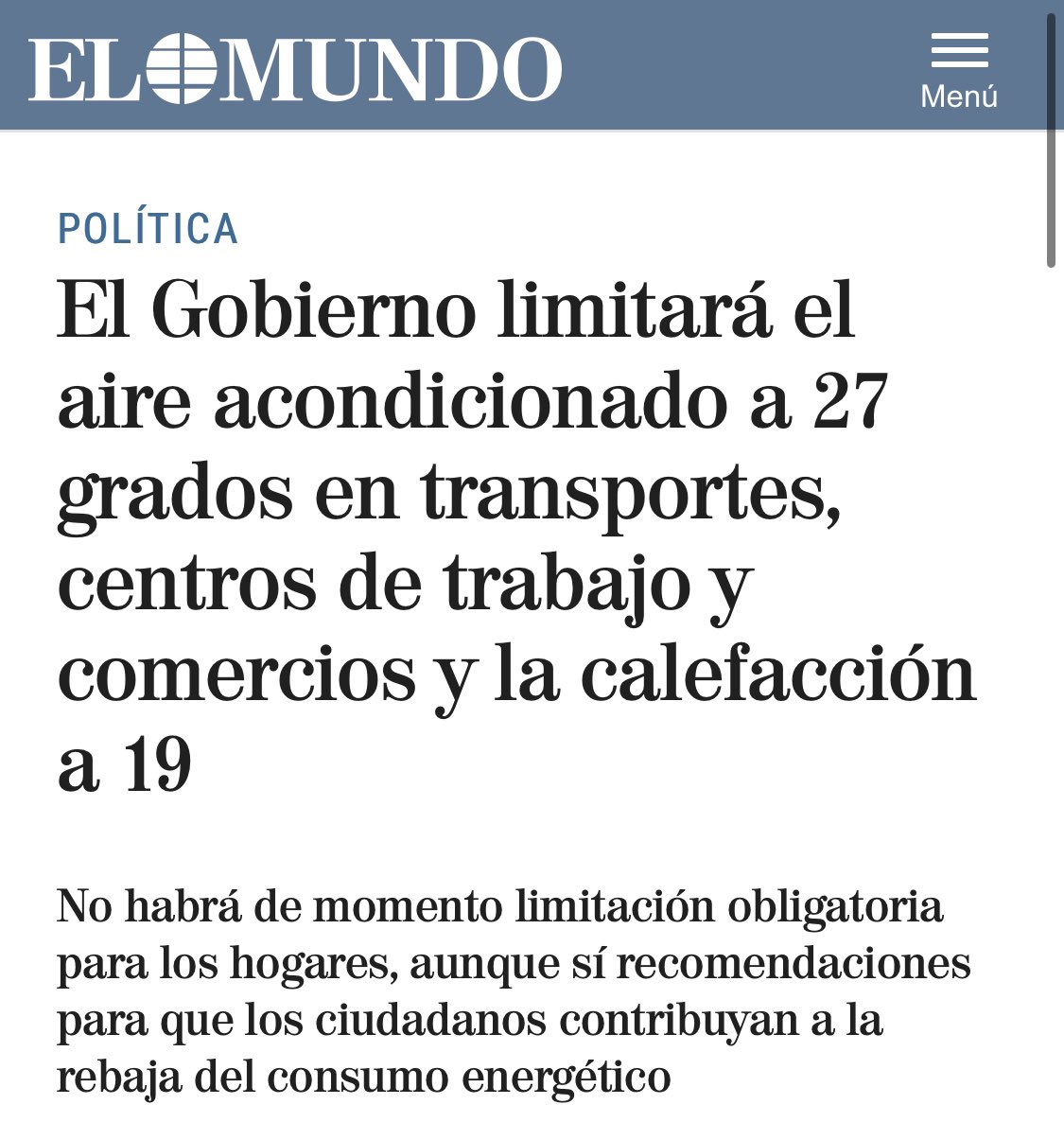_MarioGP_'s tweet photo. La verdad es que esta noticia asusta… si ya empezamos a recortar de esta forma el consumo energético no se que va a pasar en invierno 🥶 https://t.co/muysqlWndV