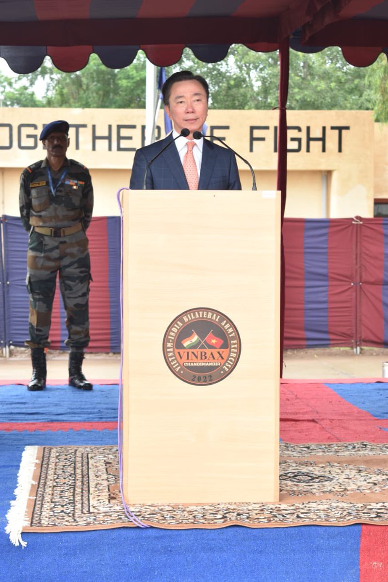 Privileged and honoured to open JOINT EXERCISE “EX VINBAX 2022” Between Indian and Vietnamese Armies at CHANDIMANDIR for Peace Keeping Operation. Though this is the third edition but the first field training exercise to strengthen mutual confidence and share best practices.