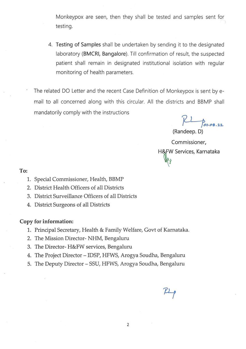 #Health officers across #Karnataka on alert to ensure advanced #monkeypox surveillance. Identification critical for containment. Contact tracing to minimise risk. Sample collection and testing to safeguard #public health. Let’s not #panic, but #staysafe.