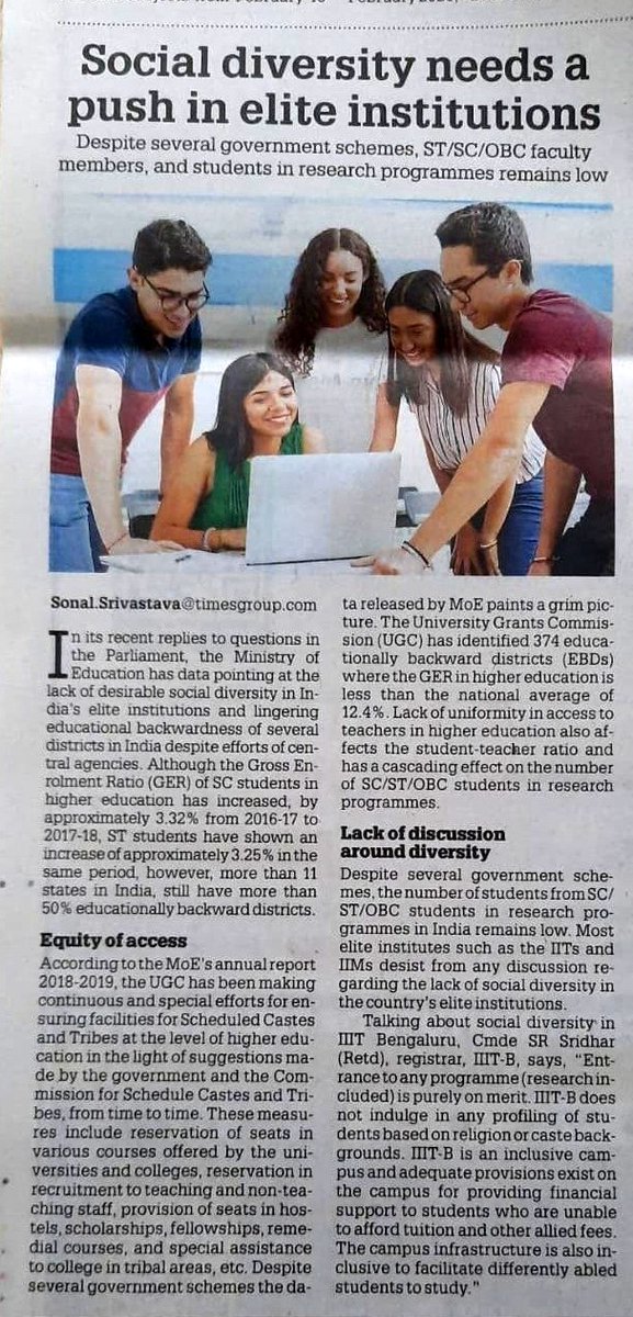 In today's @timesofindia article, it is highlighted that #iiitbangalore gives emphasis on #socialdiversity by encouraging #differentlyabled #students.

#iiitb #article #iiitbinmedia