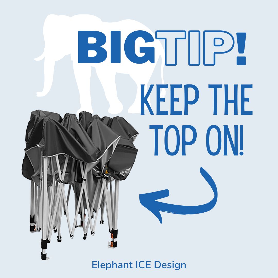 elephant_ice's tweet photo. Keep the canopy tent ON! I see so many people struggle putting the canopy tent on + then pulling it off the frame before + after shows. This really is an unnecessary step especially if you will be using it again soon. Plus it's far less hassle to just fold it right up! https://t.co/V6HkUQ0isQ