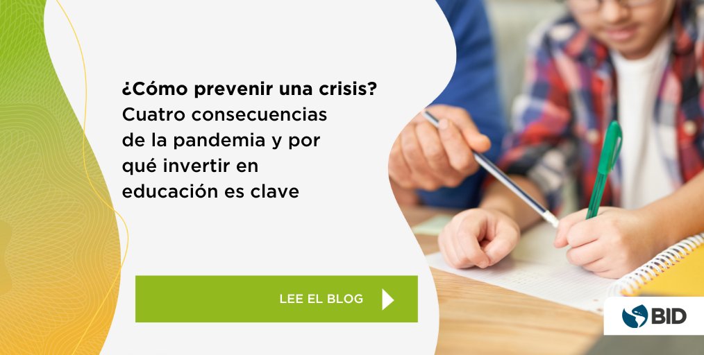 el_BID's tweet photo. Los jóvenes de la región perderán un 11% de sus ingresos laborales a lo largo de su vida si no se hace nada para mitigar el impacto de la pérdida de aprendizajes. Conoce por qué invertir en #Educación es la respuesta para prevenir una nueva crisis.https://t.co/dXxU0Wgj47 https://t.co/rTr2uyzv2v