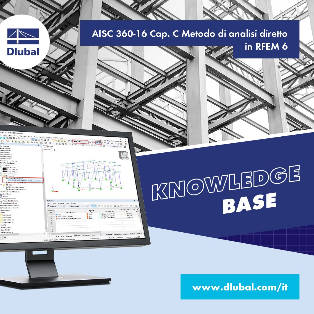 dlubal_it's tweet image. Articolo tecnico: AISC 360-16 Cap. C Metodo di analisi diretto in RFEM 6
dlubal.com/it/assistenza-…
#StruttureDiAcciaio #AISC #AISC360 #Dlubal #DlubalSoftware #RFEM #RSTAB