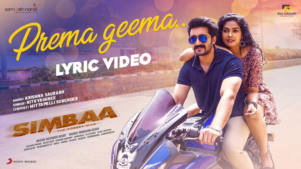 SonyMusicSouth's tweet photo. #PremaGeema from #Simbaa OUT NOW! ❤️
Watch it here ➡️ https://t.co/IT8EX7tmvB
@IamSampathNandi @iamjaggubhai @mmrdirects @SampathNandi_TW @anusuyakhasba #RajenderReddy @KrishnaSaurabhS @MittapalliSuri @Iam_Nithyashree https://t.co/5ZFQ9UOCDl