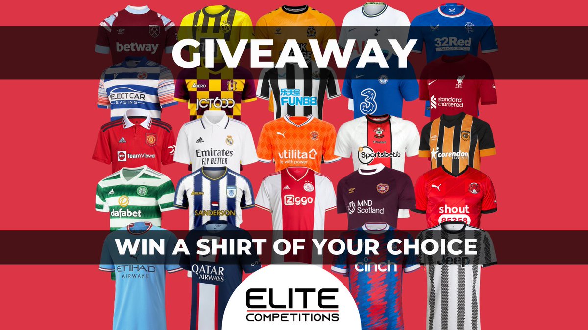 👕G I V E A W A Y

To celebrate the start of the 22/23 season, we're giving you a chance to win a football shirt of your choice.

To Enter:

🔄RT this post
👉Tag a mate

Winner selected on Monday 8th August. One winner chosen from Twitter or Facebook.
