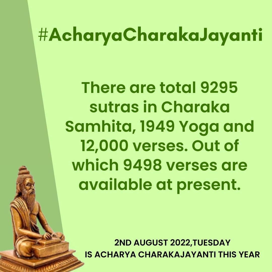 teena566's tweet photo. Acharya Charaka which shows his futuristic approach by suggesting the basis idea of super- speciality in medicine 🙏☘️
#Acharyacharakajayanti https://t.co/xEuGHZLBrF