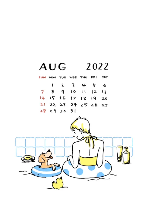8月です。あっという間です。暑いけどいろいろあるけどいい夏になりますように。#カレンダー#2022年8月#sayako_illustration 