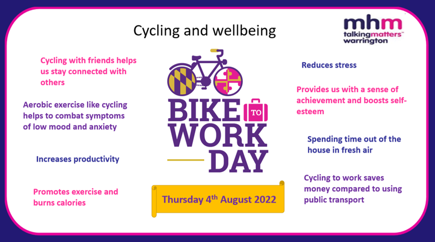 NHSWarringtonTT's tweet photo. Today is #CycleToWorkDay, which highlights all of the great benefits of cycling to work!

There's more information on some of the benefits below, and you can find more information here: https://t.co/BK06rmPzAg https://t.co/AgZa0US6oj