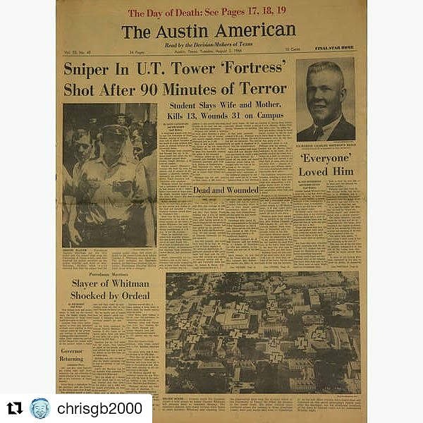 chrisgb002000's tweet photo. The Austin Statesman following the #UTTowerShooting 56yrs ago today 📸 @statesman https://t.co/gqJnESTt8x