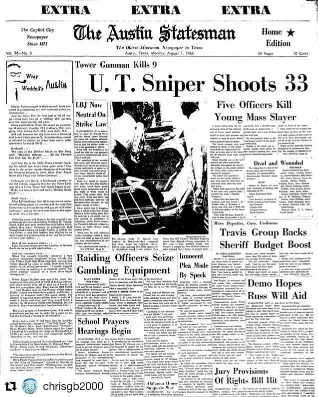 chrisgb002000's tweet photo. The Austin Statesman following the #UTTowerShooting 56yrs ago today 📸 @statesman https://t.co/gqJnESTt8x