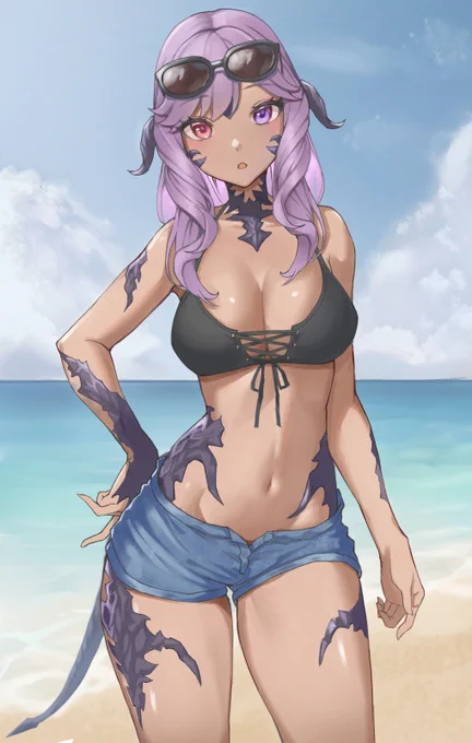 夏アウラ #FF14イラスト #アウラ #FF14art 