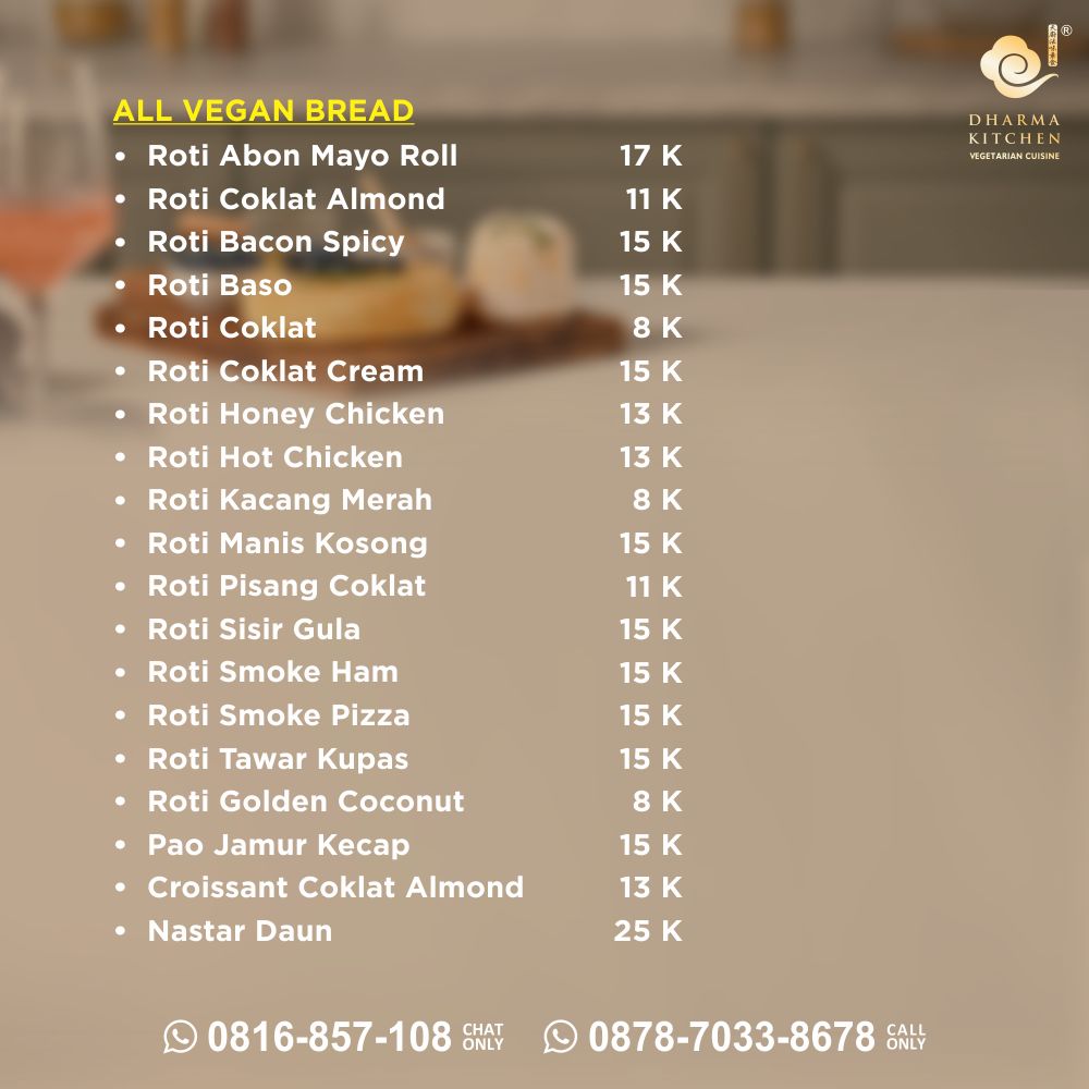 Dharma_Kitchen's tweet photo. GOOD NEWS!🎉 Open Pre-Order VEGAN BREAD untuk pengambilan di Pluit, Jelambar, Sunter &amp; Gading Serpong.

Hubungi:
☎ 0816-857-108 (WA Chat)
📱 0878-7033-8678 (WA Call)
📞 021 6618302

#rotivegan #rotivege #rotivegetarian #rotialmond #rotisehat #glutenfreebread #veganjakarta #vege https://t.co/OPFOq0jkKj