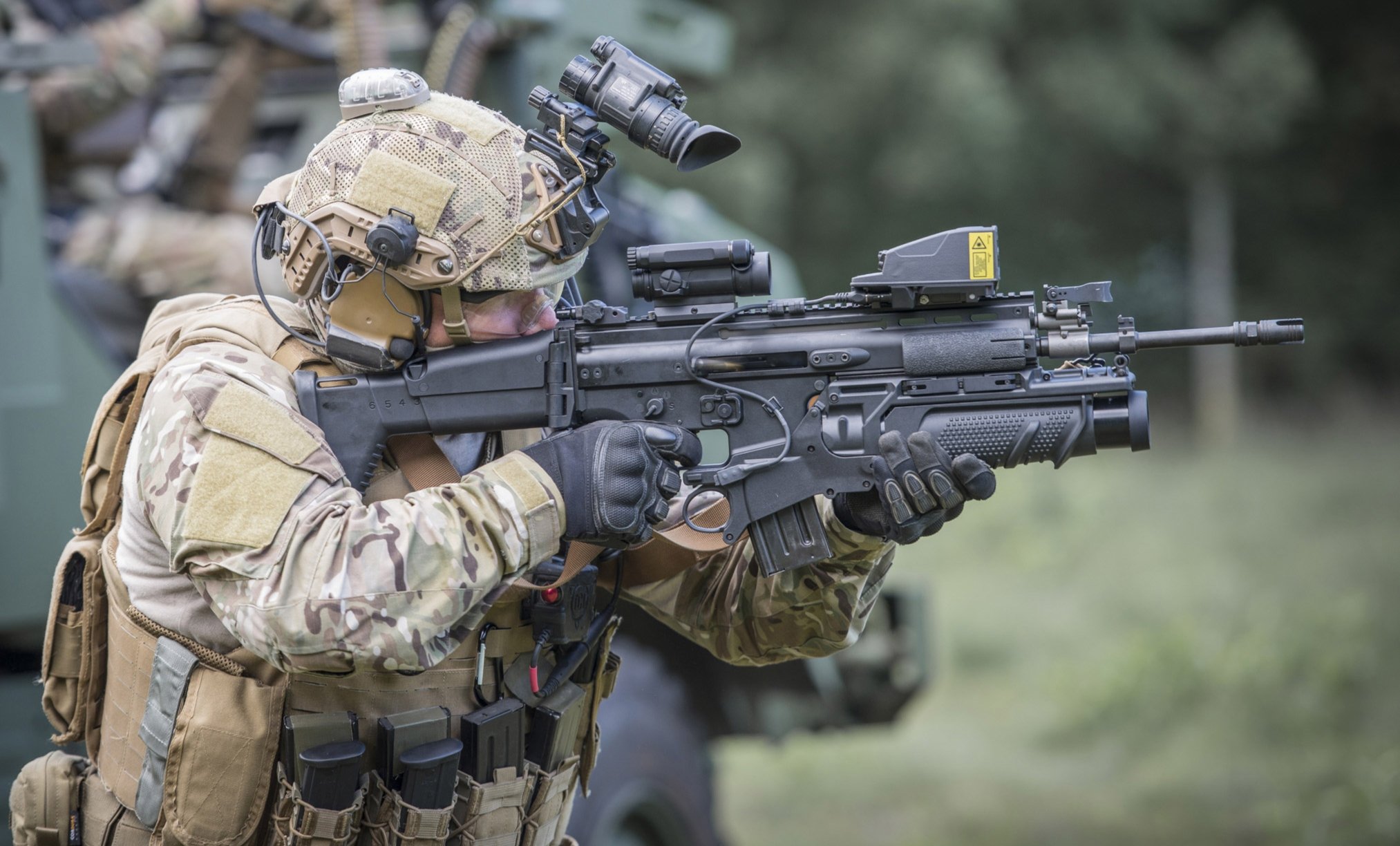 Close-up of SCAR receiver and controls