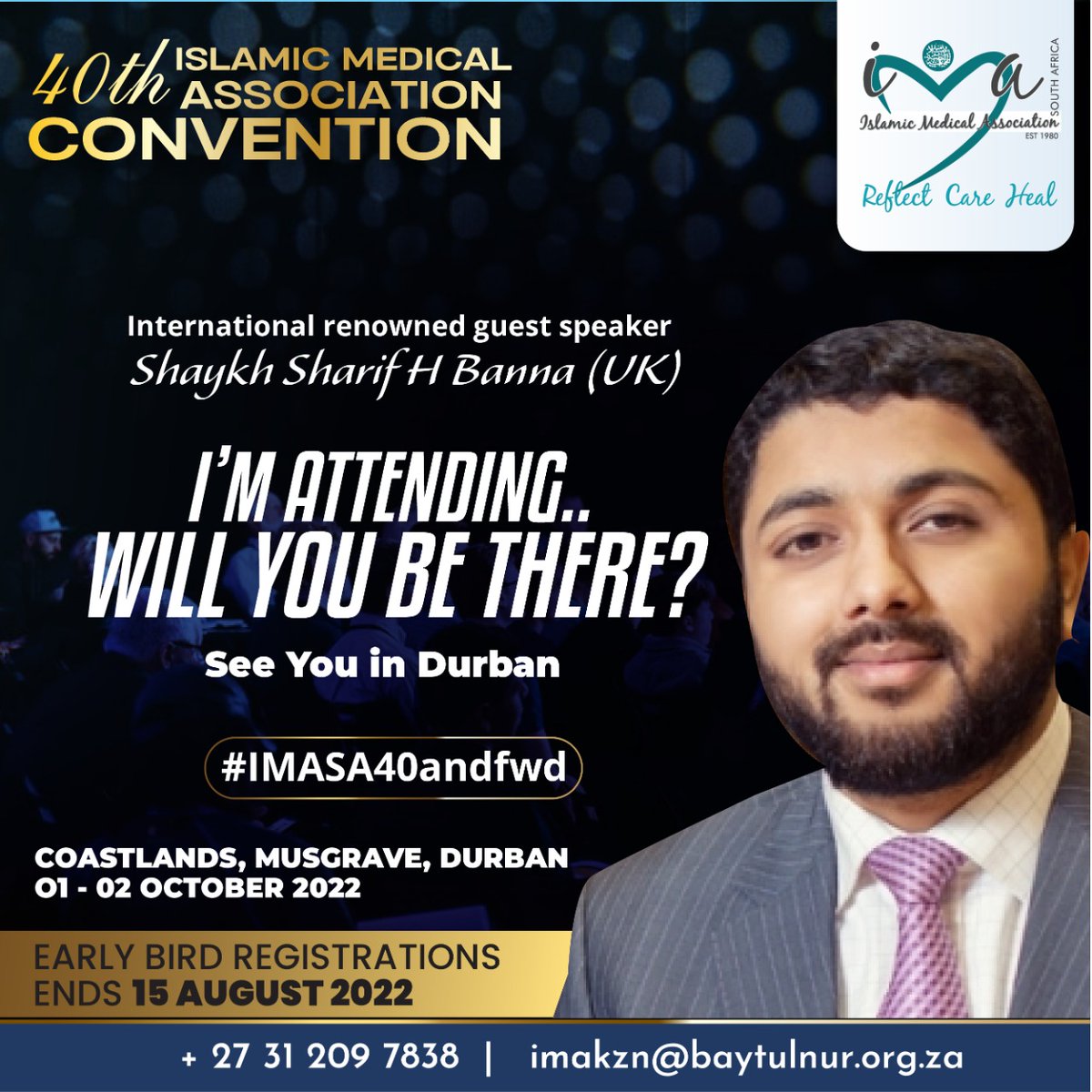 YOU ARE INVITED
to the 40th IMASA Convention
01st &amp; 02nd October 2022
Coastlands Musgrave Hotel Durban
Close to 20 CPD - Clinical &amp; Ethics Points

REGISTER TODAY Click Here 👇👇👇
ima-sa.co.za/40th-annual-im…

#IMASA40andfwd