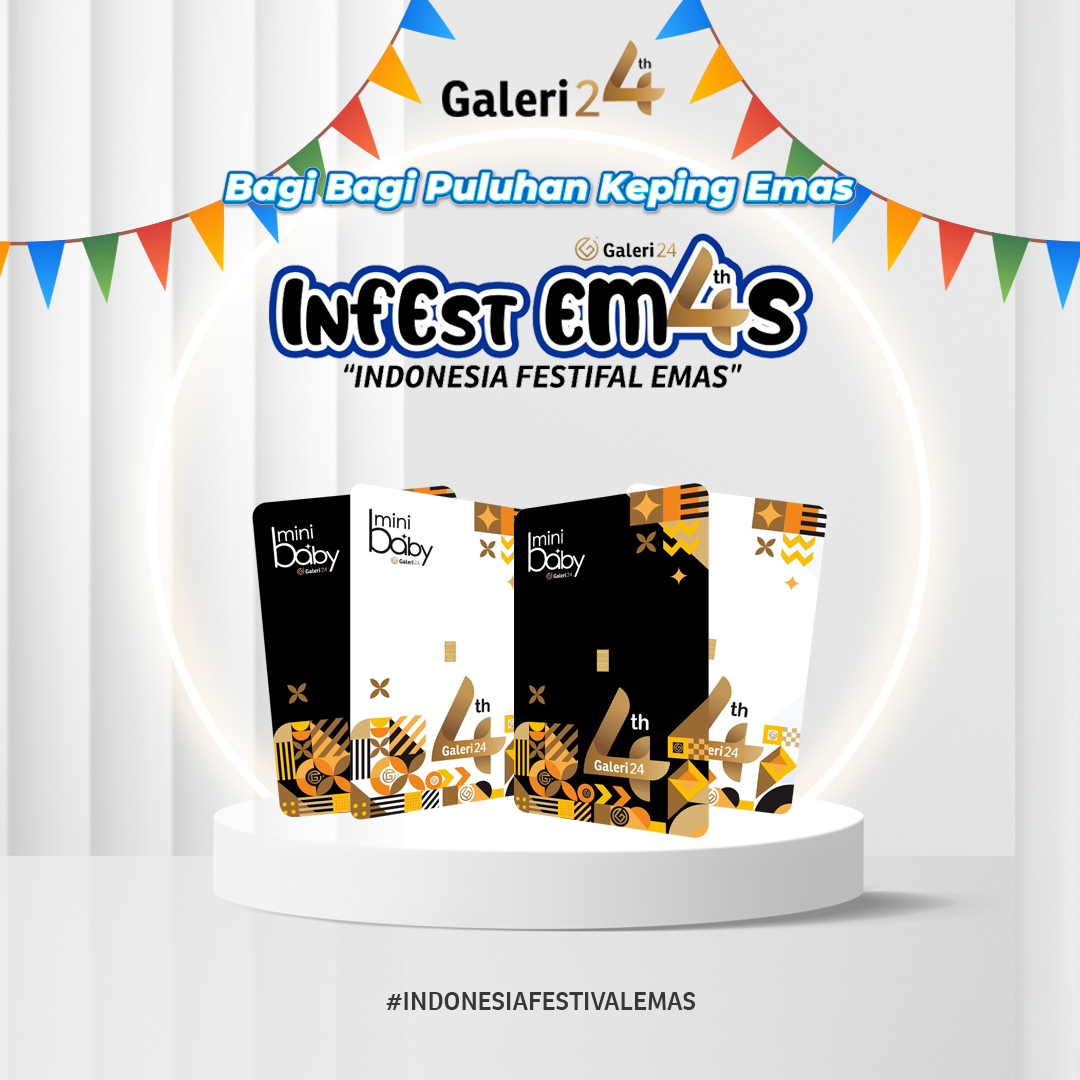 galeribercerita's tweet photo. ✨𝑰𝑵𝑭𝑬𝑺𝑻 𝑬𝑴𝟒𝑺✨

Dalam rangka ulang tahun ke-4 Galeri24, kami bakal bagi-bagi puluhan keping emas lagi nih. Pantengin terus media sosial kami, nyalain notifikasi postingnya biar kamu enggak kelewatan 👀🪙

#INDONESIAFESTIVALEMAS https://t.co/vHse44WMK1