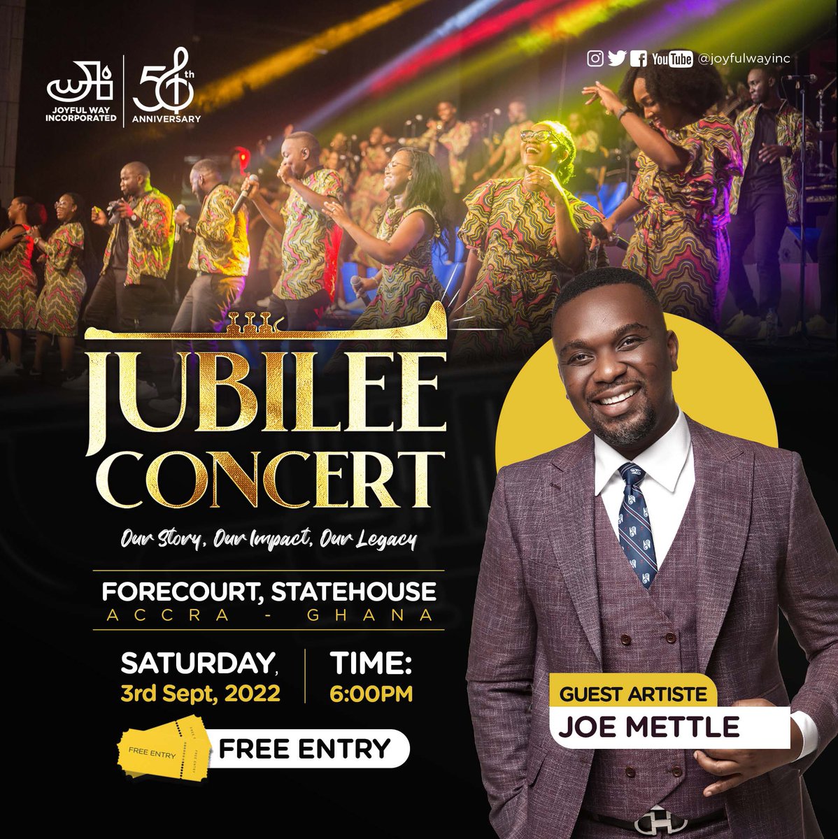 joyfulwayinc's tweet photo. Happy New Month!🥳
We pray this month will be full of the Joy of the Lord🕺

Get ready to praise the Lord like never before at 𝐓𝐡𝐞 𝐉𝐨𝐲𝐟𝐮𝐥 𝐖𝐚𝐲 𝐉𝐮𝐛𝐢𝐥𝐞𝐞 𝐂𝐨𝐧𝐜𝐞𝐫𝐭!! 🤩.
We have a power-packed line up and guess what, the entry is absolutely FREE!🥳. https://t.co/OtTbzuymRZ