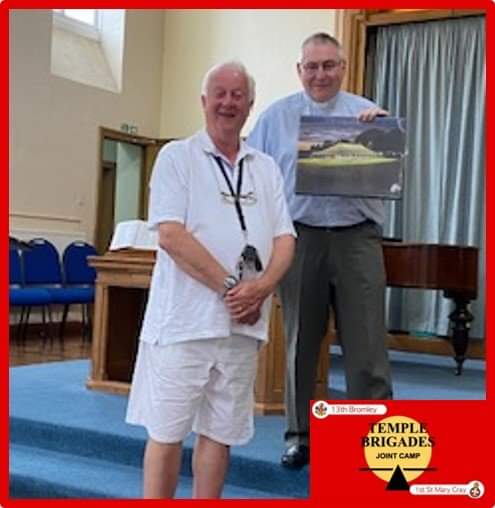 13thBromley's tweet photo. Great to recognise 30 years of service as our #camp CO. Many thanks Richard for the years of organising. Your leadership has given hundreds of people many happy memories over the years. We salute you.  #thankyou #BoysBrigade #girlsbrigade #templebrigades #13thbromley #1stsmc https://t.co/EvirOUal5J