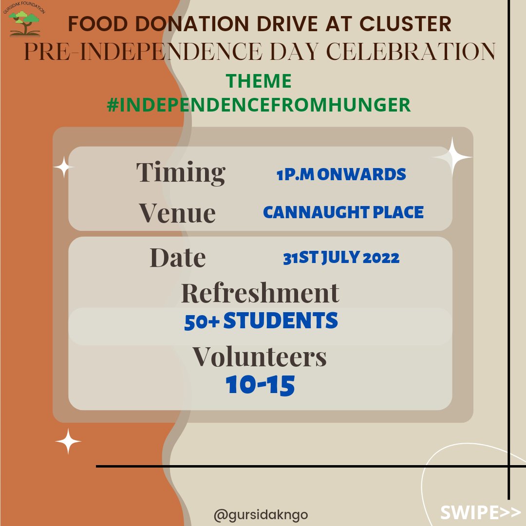 Gursidakngo's tweet photo. With the aim of #independencefromhunger, #gursidakngo successfully organised #Fooddonationdrive at a cluster on 31st july, 2022 where with the help of our 15 volunteers we provided knowledge about significance of #independenceday along with refreshments provided to 50+ children. https://t.co/GkyqufOvwk