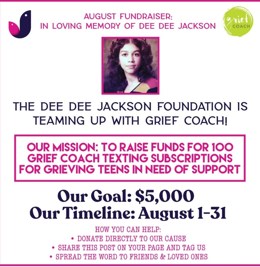 Lenatimes2's tweet photo. In memory of #DeeDeeJackson who's anniversary occurs this month please consider donating no matter how small and help them to raise their goal for this month. Every contribution will make a difference . Please also share as this alone will also help 🙏❤

https://t.co/dLumzgn0ow https://t.co/ONhRZ1pJbj