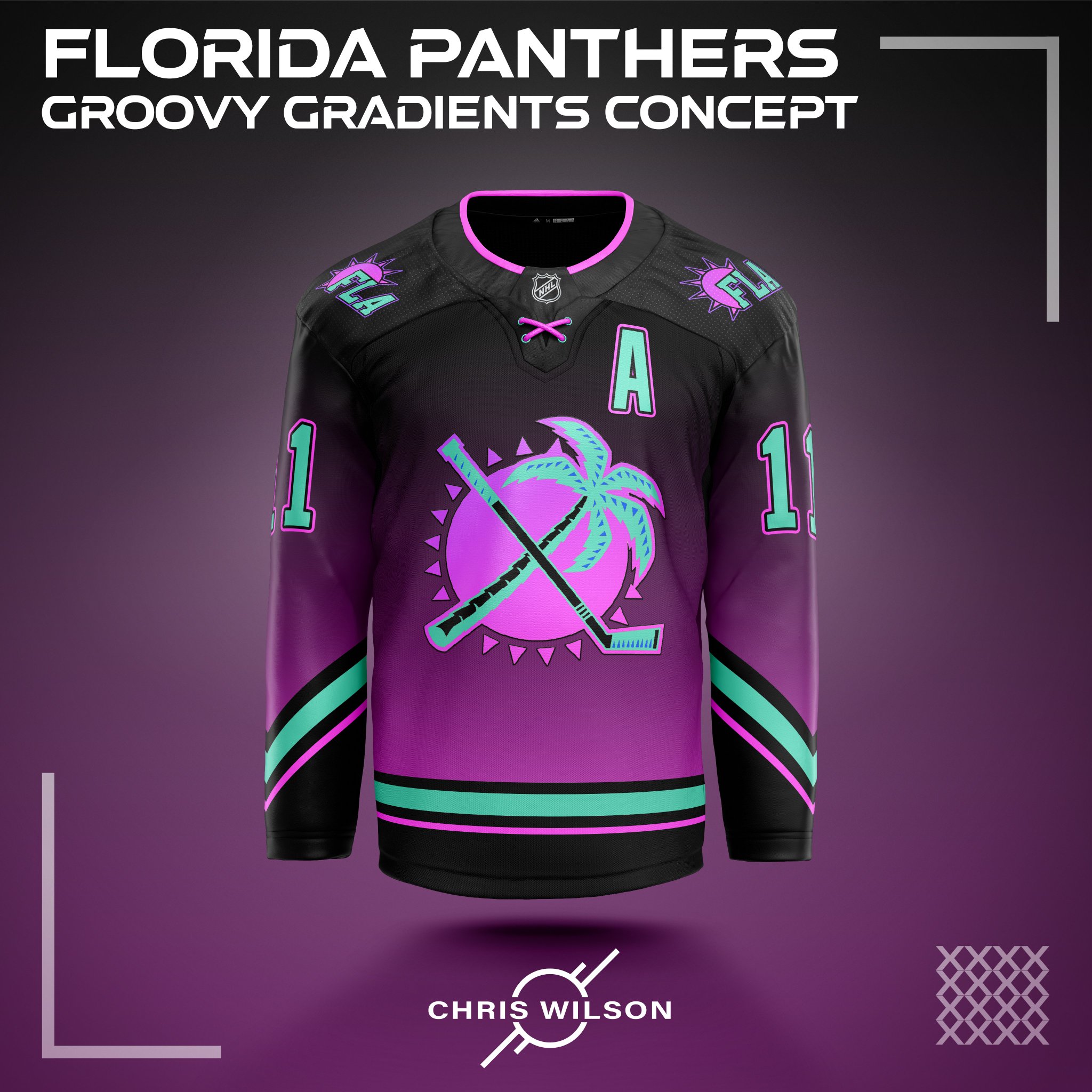Concepts] My take on Miami Vice-inspired all-star jerseys (Complete with  Neon-ized logos) : r/hockey
