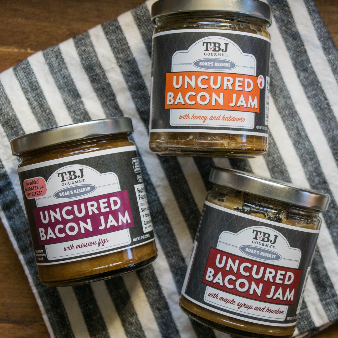 Our line of Boar's Reserve #BaconJam gives you #flavors like no other. 🐗 Order the #VarietyPack to get the Maple Bacon, Balsamic and Fig, and Honey Habanero flavors.
