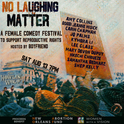 We’re so grateful to all the amazing artists, musicians, & creators who have used their time & skills to raise money for repro justice in southeast Louisiana. Thank you! We’re looking forward to a good laugh Sat, Aug 13 at @Howlinwolfnola benefitting WWAV & @NolaAbortionFnd