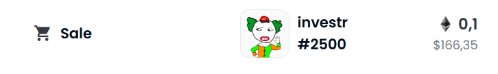 nftinvestrs's tweet photo. Rank #2 got bought for 0.1 ETH. He knows 👀*honk* *honk*
#nft 0.1 $ETH #nftjapan #clownfollowclown #opensea https://t.co/3emFltFMAq