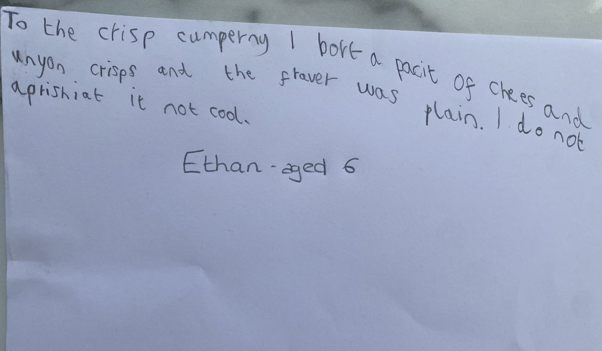 Danielle Cresswell (@dwhitaker89) on Twitter photo A complaint in the words of a 6 year oldโฆ <a href="/walkers_crisps/">Walkers Crisps</a> #wrongflavour #wrongpackaging #walkers #notcool A complaint in the words of a 6 year oldโฆ <a href="/walkers_crisps/">Walkers Crisps</a> #wrongflavour #wrongpackaging #walkers #notcool