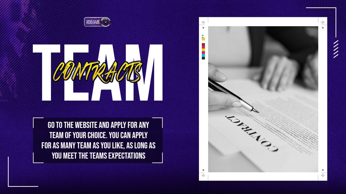 OneHubRacing's tweet photo. TEAM CONTRACTS π¬
Applications Now Open β
APPLY ON DISCORD π¨
WATCH πΊ https://t.co/OnkPHdaMAz
Our two minute video tutorial explaining how to get a contract with one of the teams for the upcoming season β³
#TeamContracts https://t.co/AOzcoujTau