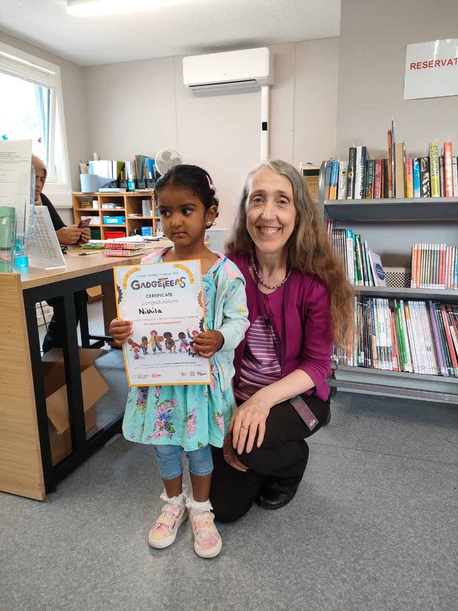 MancLibraries's tweet photo. Wow! Crumpsall kids racing ahead with #Gadgeteers Summer Reading Challenge- one keen reader finished her 6 book challenge &amp;  picking up her medal &amp; certificate already. She's clearly got her eye on the Grand Prize Draw! #AbrahamMossLibrary @MCCCrumpsall @MCCCheetham @ReadMCR https://t.co/kZeM8SX9kG