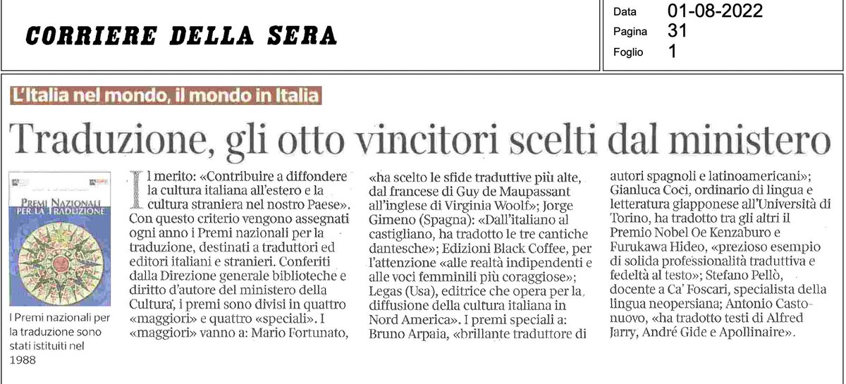 club_dante's tweet photo. Una soddisfazione: ho vinto il Premio Nazionale per la Traduzione. Come disse Unamuno al Re di Spagna che lo decorava: "Grazie, Maestà, me lo meritavo". 😀😀😀 (Scherzo, eh?) https://t.co/QkAePt83ae