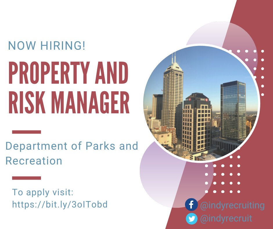 Apply or spread the word, <a href="/IndyParksandRec/">Indy Parks🌲</a>
 is hiring a Property and Risk Manager!
