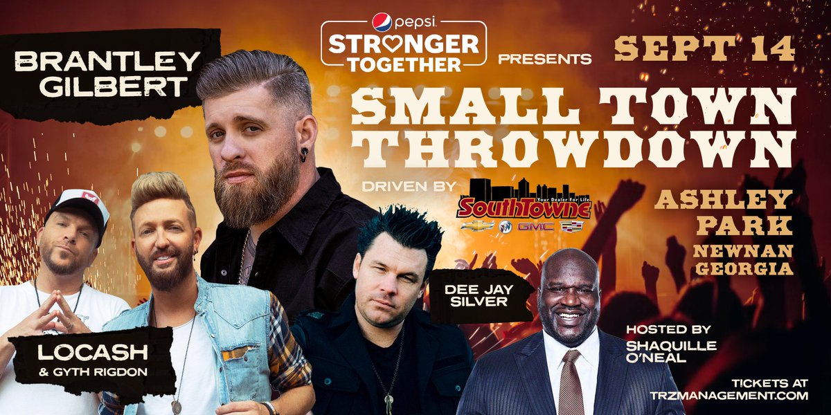 Always a pleasure to team up with my friends at @pepsi for @pepsistronger with @LOCASHmusic, @deejaysilver1 & my man @SHAQ. Throw down with us Sept 14 at @ashleyparknewnan in Georgia benefitting Henry County Sheriff’s Youth Sports Camp. Tix at brantleygilbert.com