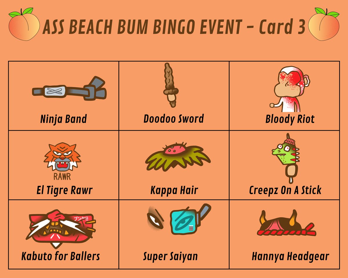 Beach Bingo by ASS update
Card 2 is now closed. We’re moving on to the 3rd and final card! Get that ASS on the floor and get those lines!