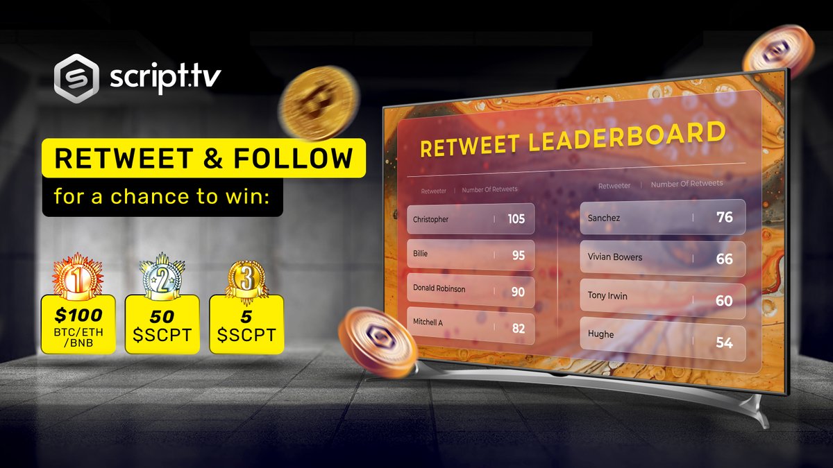 📺 #WinCrypto - Retweet Leaderboard! 📺

Yes, you can EARN crypto by WATCHING your fav TV shows

Now, you can also get rewarded for retweeting our tweets!

Thread 👇

#Crypto #Metaverse #WatchToEarn