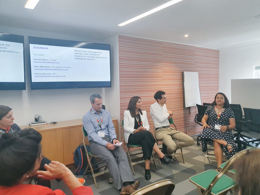 The panel kicking off talking about what has changed in insight post pandemic. Shehnaz kicks off talking about ensuring insight is visible, it's that magic dust that ensures a consumer centric view, so be present <a href="/ESOMAR/">ESOMAR</a>