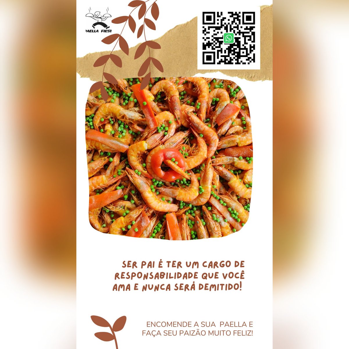 GastroPaella's tweet photo. Está chegando o grande dia!!! Ainda da da tempo de encomendar a sua Paella para o seu paizão!!! Aposto que ele já deve estar cheio de água na boca desde hoje,kkk. Super desconto de 10% para todos os pais. Basta escanear o QR-Code e nos chamar. https://t.co/2tHhYDkwtB