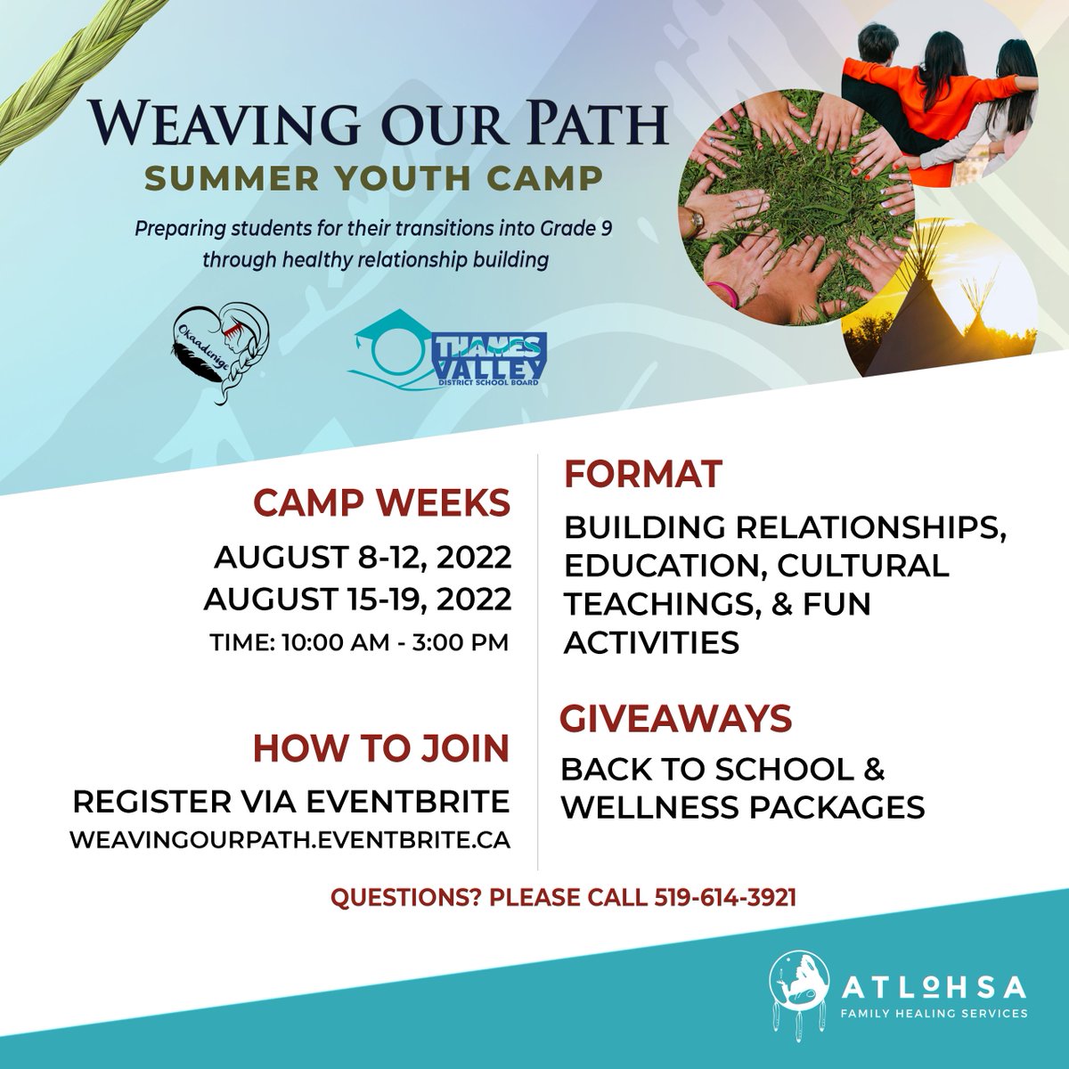 In partnership with <a href="/TVDSB/">Thames Valley DSB</a>, we are inviting all youth who are entering Grade 9 to join us! Activities include field trips, relationship building, cultural teachings, self-care, traditional games, and more! Register TODAY at weavingourpath.eventbrite.ca #ldnont