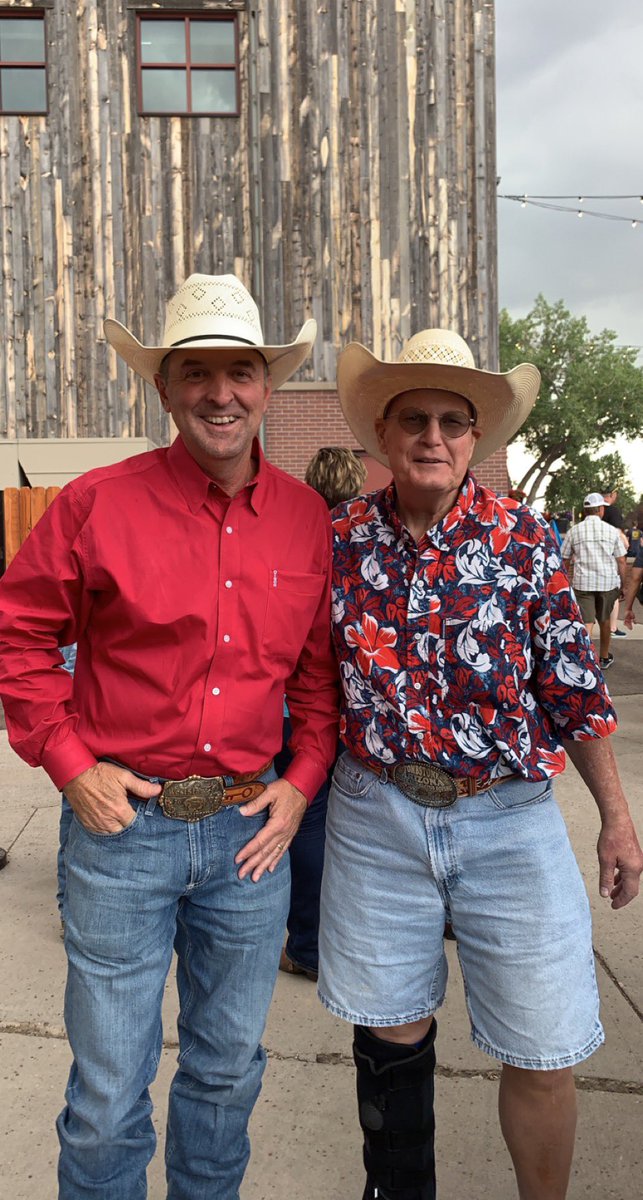 MissAndersonFCS's tweet photo. A big thank you to @justin_mckee_ from @Cowboy_Channel for taking time to meet my Dad during his ‘Make A Wish Day’ at The Daddy of ‘Em All @CheFrontierDays It was the icing on the cake to a wonderful day! The nicest guy! 🙏🏻💜🤠
#longlivecowboys https://t.co/Q7zxNfszwL