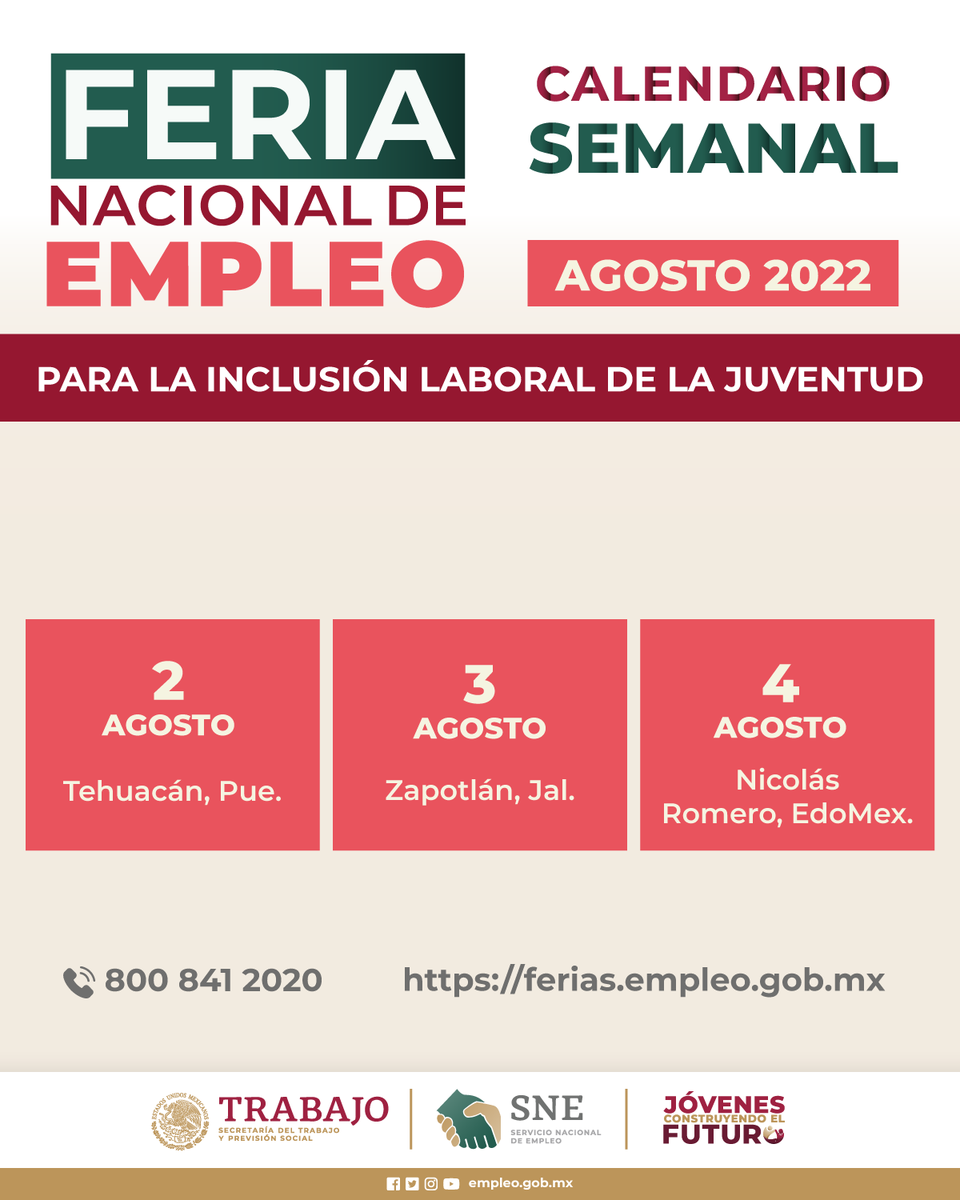 marathb's tweet photo. 📣 En agosto, te invitamos a la #FeriaNacionalDeEmpleo para la #InclusiónLaboral de la #Juventud 

¡Damos inicio la próxima semana! 🗓️
Regístrate 👉 https://t.co/D6klcpHjWo https://t.co/sZpMHJ3h6M