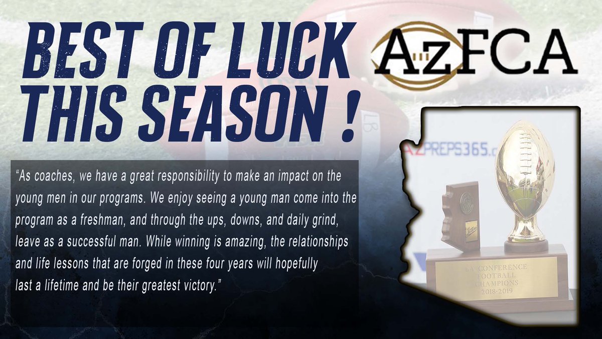 This season, remember WHY WE COACH!

“All coaching is, is taking a player  where he can’t take himself.”
– Bill McCartney

#AzFCA🏈