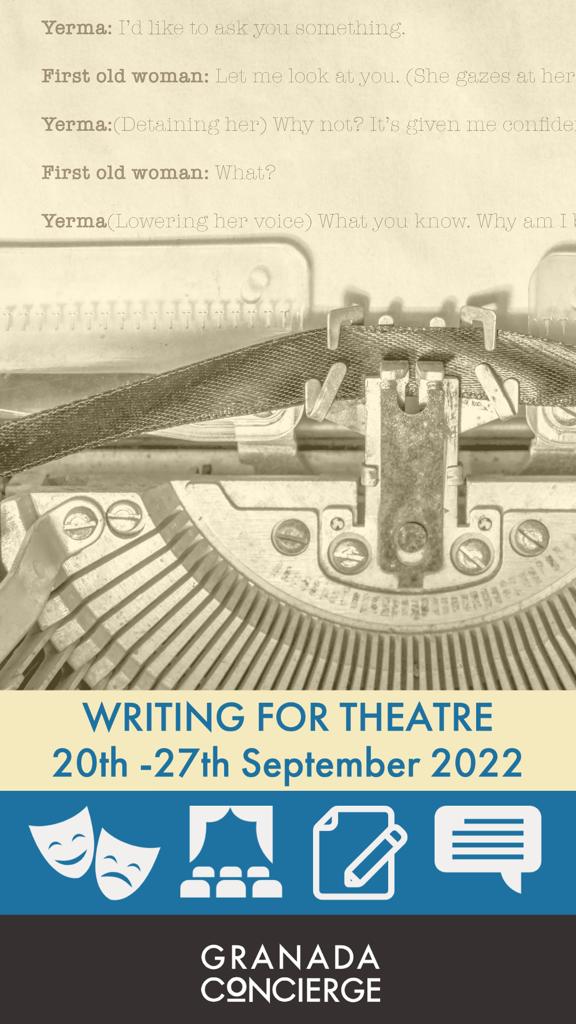 A couple of places are still available for the playwriting course that I'm running <a href="/CuratedGranada/">Granada Cultural Holidays</a> in Spain at the end of September.

It's a small group course (max. 5 people) with time factored in to work one-to-one on people's projects.

More info here: granadaconcierge.com/writing-for-th…