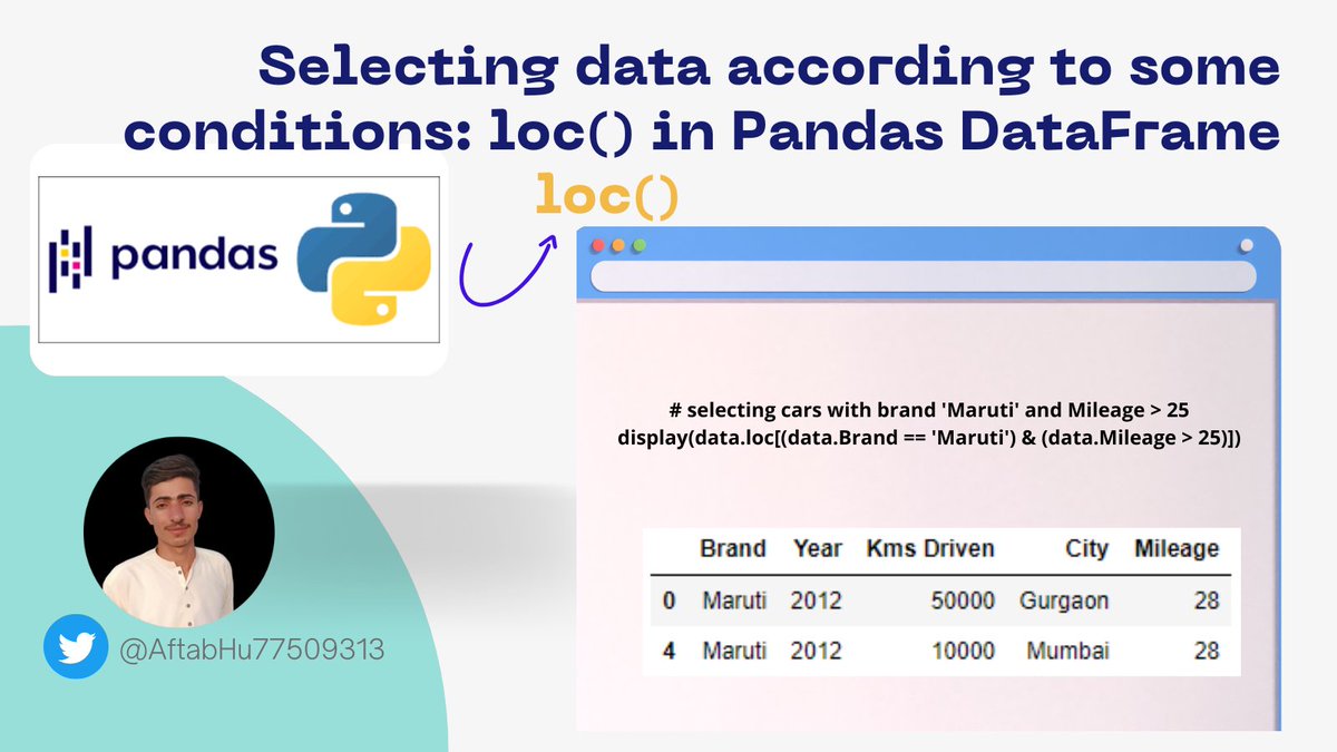 aftab_hussains's tweet image. Difference between loc() and iloc() in Pandas DataFrame.
#Python 
#PandasLibrary
@ammartufail
#pakdatasci
#letsconnect