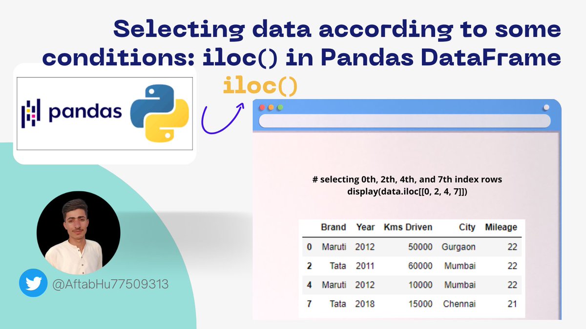 aftab_hussains's tweet image. Difference between loc() and iloc() in Pandas DataFrame.
#Python 
#PandasLibrary
@ammartufail
#pakdatasci
#letsconnect