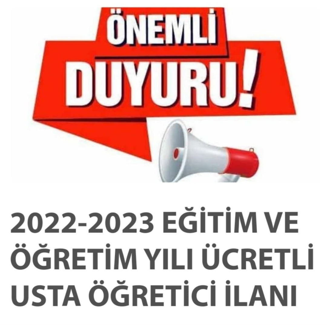 2022-2023 Eğitim ve Öğretim yılı Usta öğretici sıralaması için normal başvuru takvimi 01 Ağustos-19 Ağustos tarihleri arasında e-devlet üzerinden yapılacaktır. Tarihler arasında ciddiyetle başvuruların yapılması gerekmektedir. İlgililere duyurulur.
<a href="/mavsar71/">M. Ali Avşar</a>
<a href="/mebhbogm/">MEB Hayat Boyu Öğrenme Genel Müdürlüğü</a>
<a href="/sdulger43/">Sabahattin DÜLGER</a>
