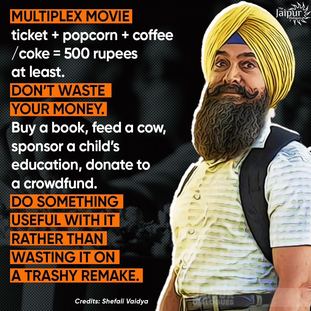 JaipurDialogues's tweet image. Instead of watching the movie, donate that money to your nearest Temple.

#BoycottLaalSinghChaddha