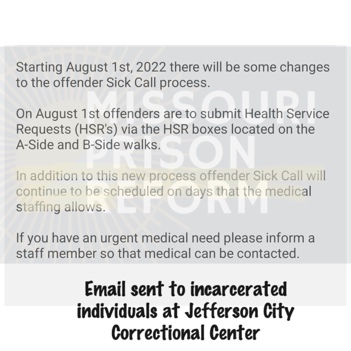 Prison_Health on Twitter "RT MissouriPrison This email was sent to