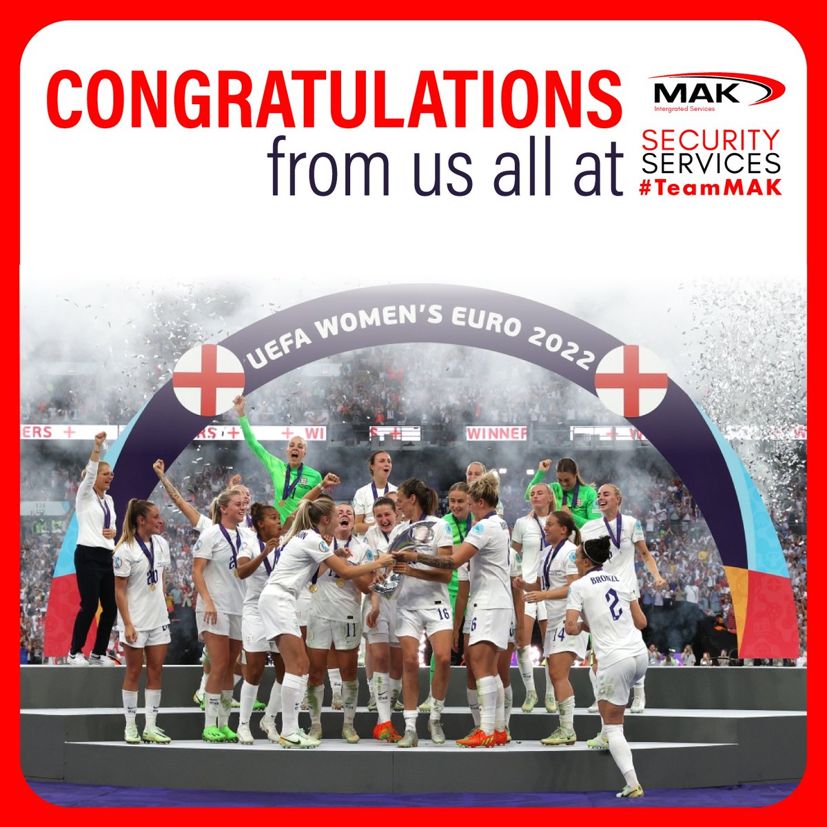 makinteservices's tweet photo. Congratulations on the historic victory for the Lionesses at Wembley. 

We're so proud of your performance throughout the tournament and the example you've set for everybody, especially millions of girls and women.

#england #lionesses #Euro2022 #womenseuro2022 https://t.co/eTiaNbnker
