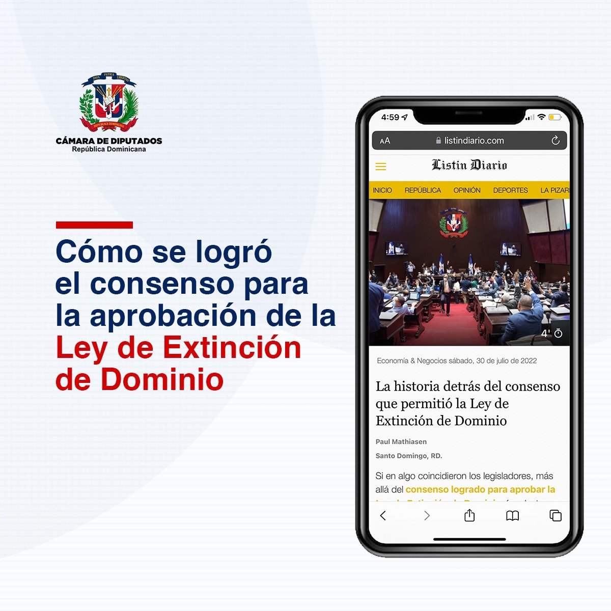 DiputadosRD's tweet photo. Felicitamos al @ListinDiario por su 133 aniversario y te invitamos a leer “La historia detrás del consenso que permitió la Ley de Extinción de Dominio”, un trabajo periodístico realizado por este medio. Accede a través del siguiente enlace: https://t.co/MkMR2Q9Q6v https://t.co/Bfpsex4MIS