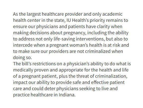 IU Health response to Senate Bill 1 passage to the House